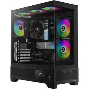 GAMDIAS Mid Tower Gaming Computer Case w/Display& App, ATX Tempered Glass PC Case ( Black )